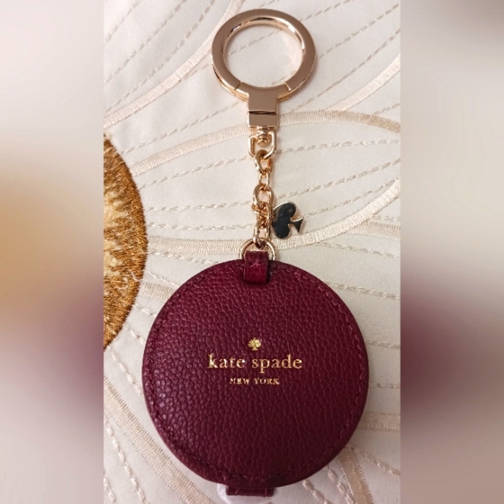 Kate Spade N.Y. Burgundy & Gold  Leather Mirrored Keyfob! NWOT! MRSP. $59!♠️💞